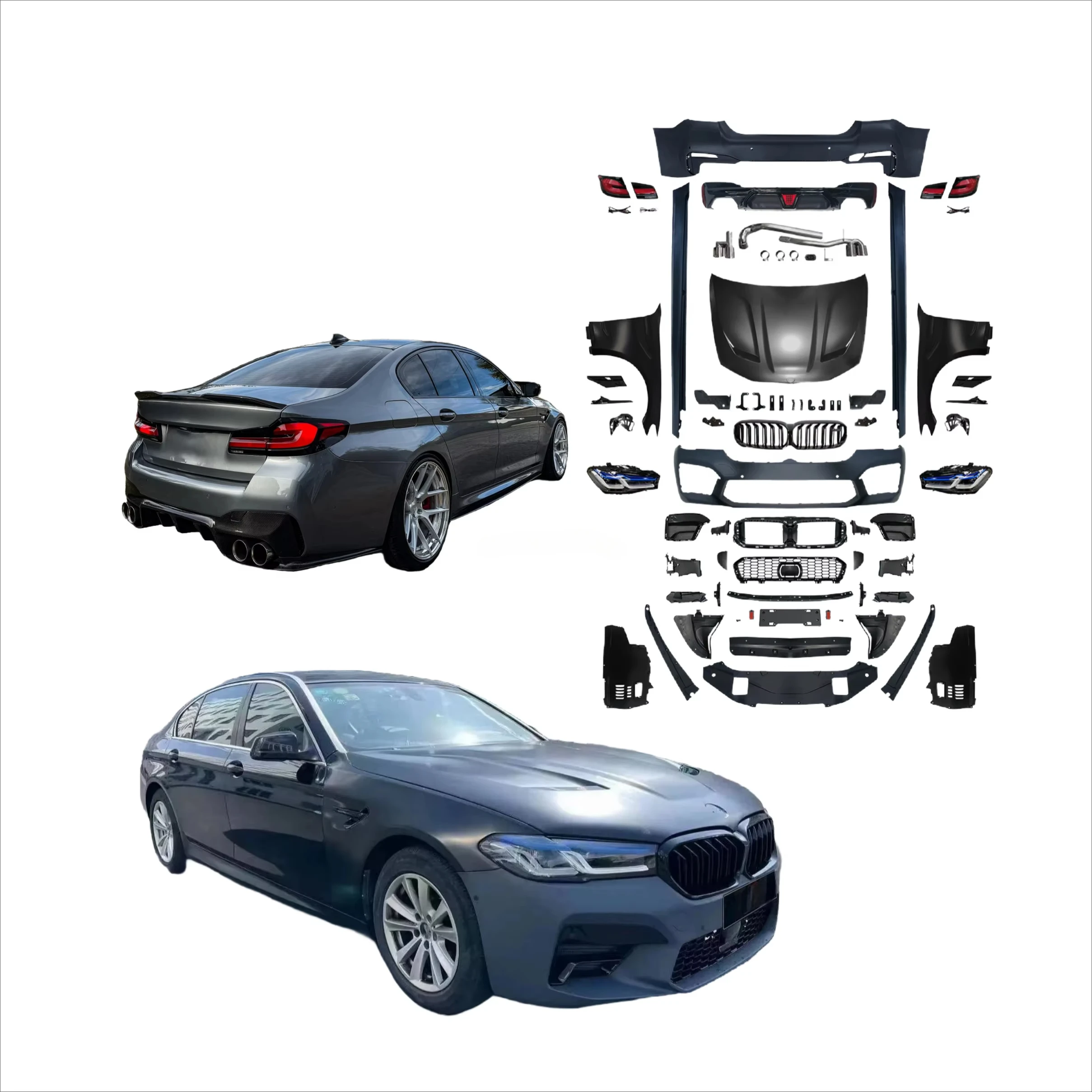 

Bodykit для 5 серии F10 F18 2010-2017, обновление до G30 Facelift M5 CS 2023, стиль капота, крыло, простая установка, автозапчасти