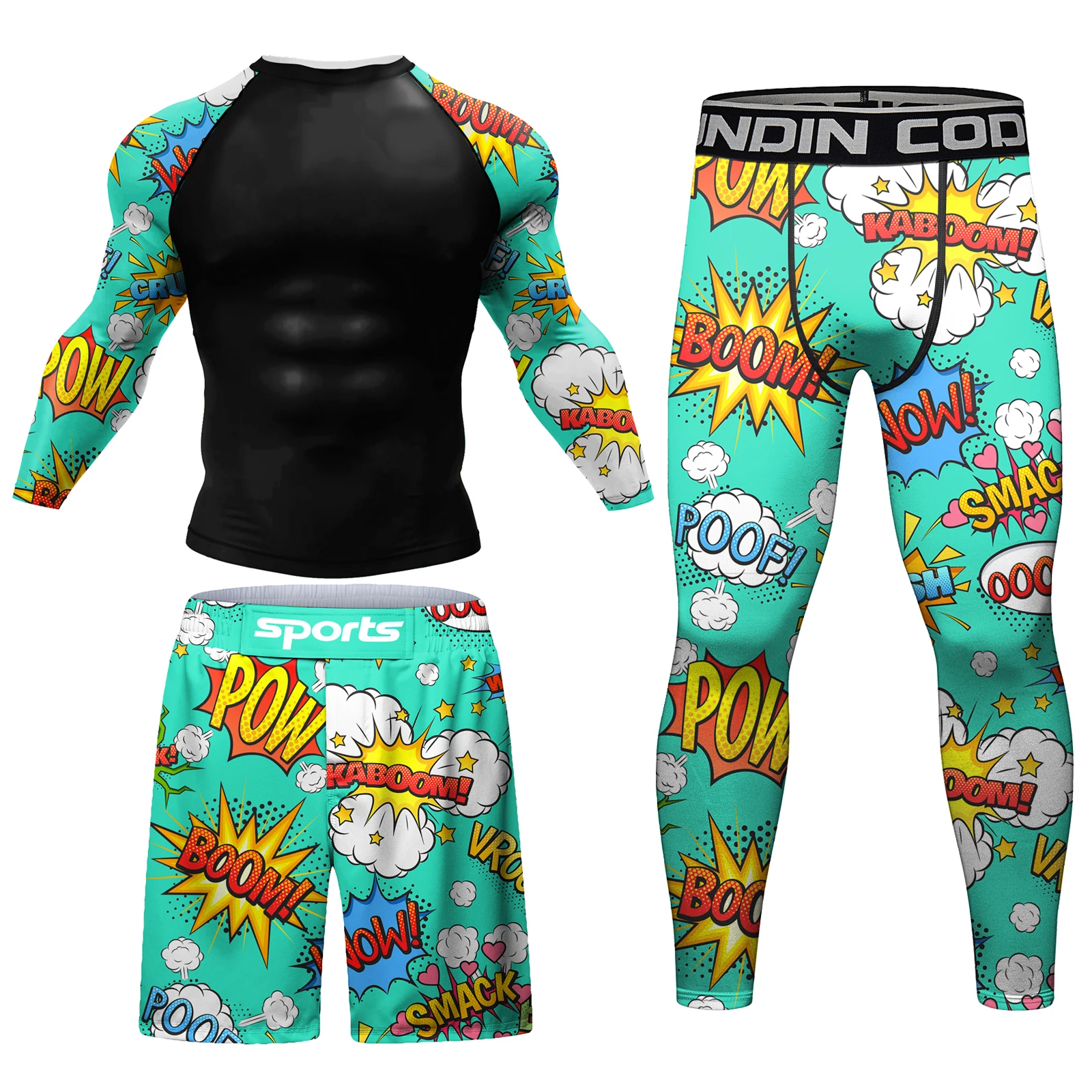 Hot Popular Wholesale Rashguard MMA Taekwondo Boxing Wrestling Shirt Sportsuits Fitness Training Shorts BJJ 4-Piece Set