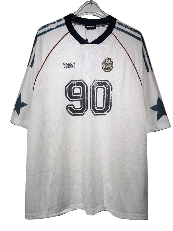 

Универсальная футболка American Street Sle Comfortable Me 90 fiti Star Bae Rugby Loose ort Sve для молодежи на лето