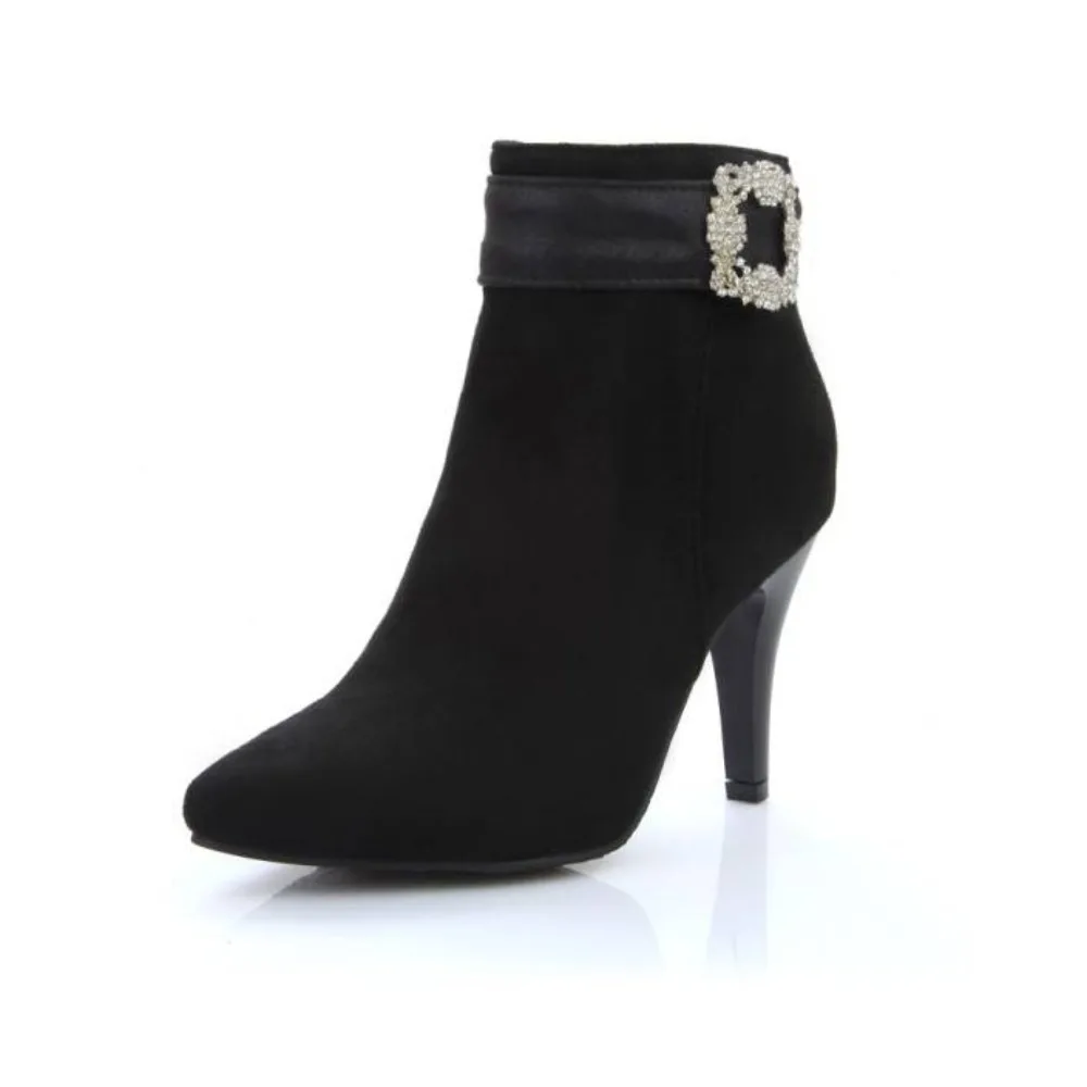 

Ботильоны женские, элегантные, модные, с острым носком, на высоком каблуке, на внутренней молнии, осенне-зимнее праздничное платье, короткие ботильоны, большой размер 53 54 A26