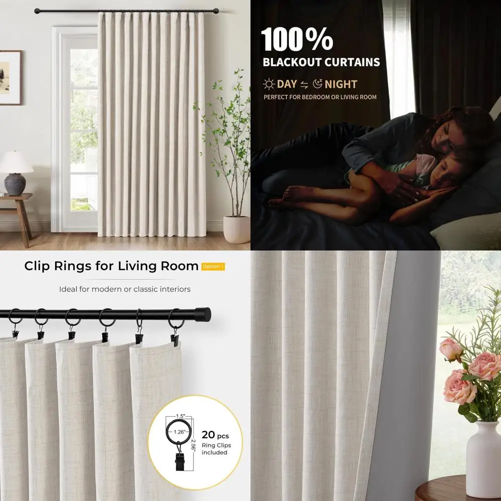 

100% плотные шторы Inovaday для спальни, длина 84 дюйма, с льняными затемняющими панелями и теплоизоляцией, с зажимом