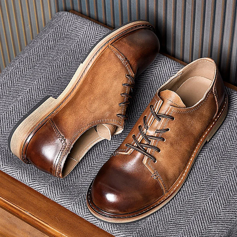 Retro Mens Casual Business Shoes Luxury Genuine Leather Designer Handmade 2024 Fashion Outdoor Wedding Social Shoes for Man