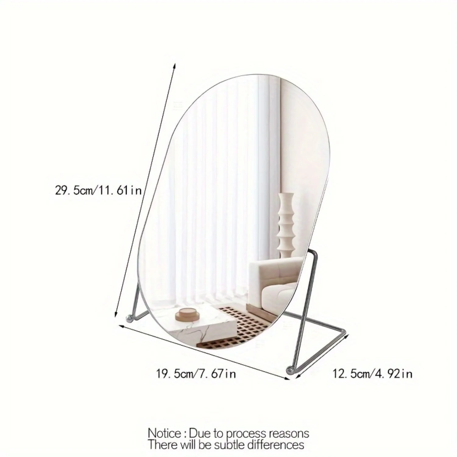 1pc Luxury Oval Makeup Mirror With Stand, Rotatable High-Definition Vanity Mirror, Bedroom Tabletop Decor