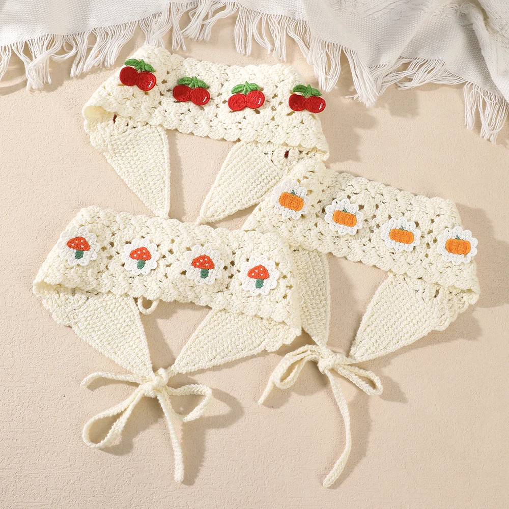 

New Wide Hairband French Rural Style Cotton Wide Headband for Women Knitted Fruit Cherry Hair Accessories