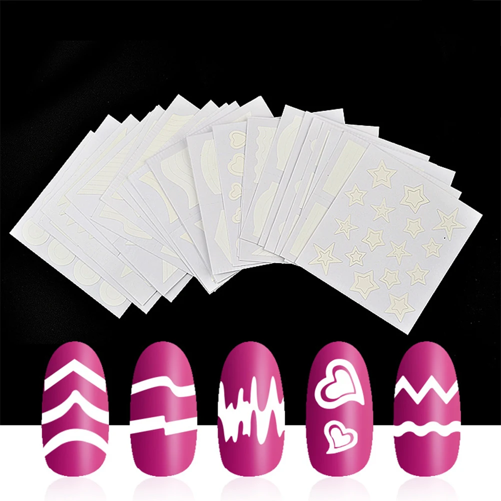 

2 Box French Type Nail Stickers Decals White Nail Art Supplies for Women Professional Home Salon Use