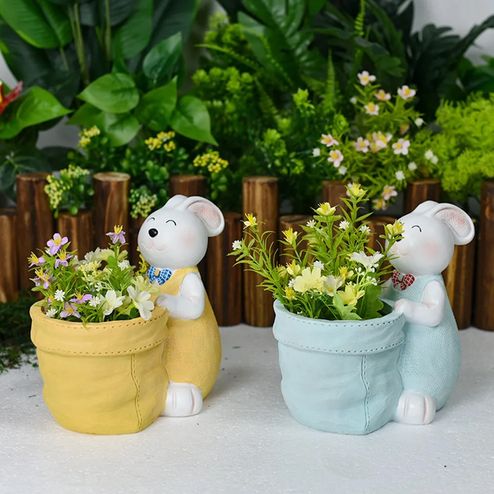 

Creative cute rabbit flower POTS Outdoor home garden garden patio balcony Creative decor Decoration Lamp Waterproof Solar Lights