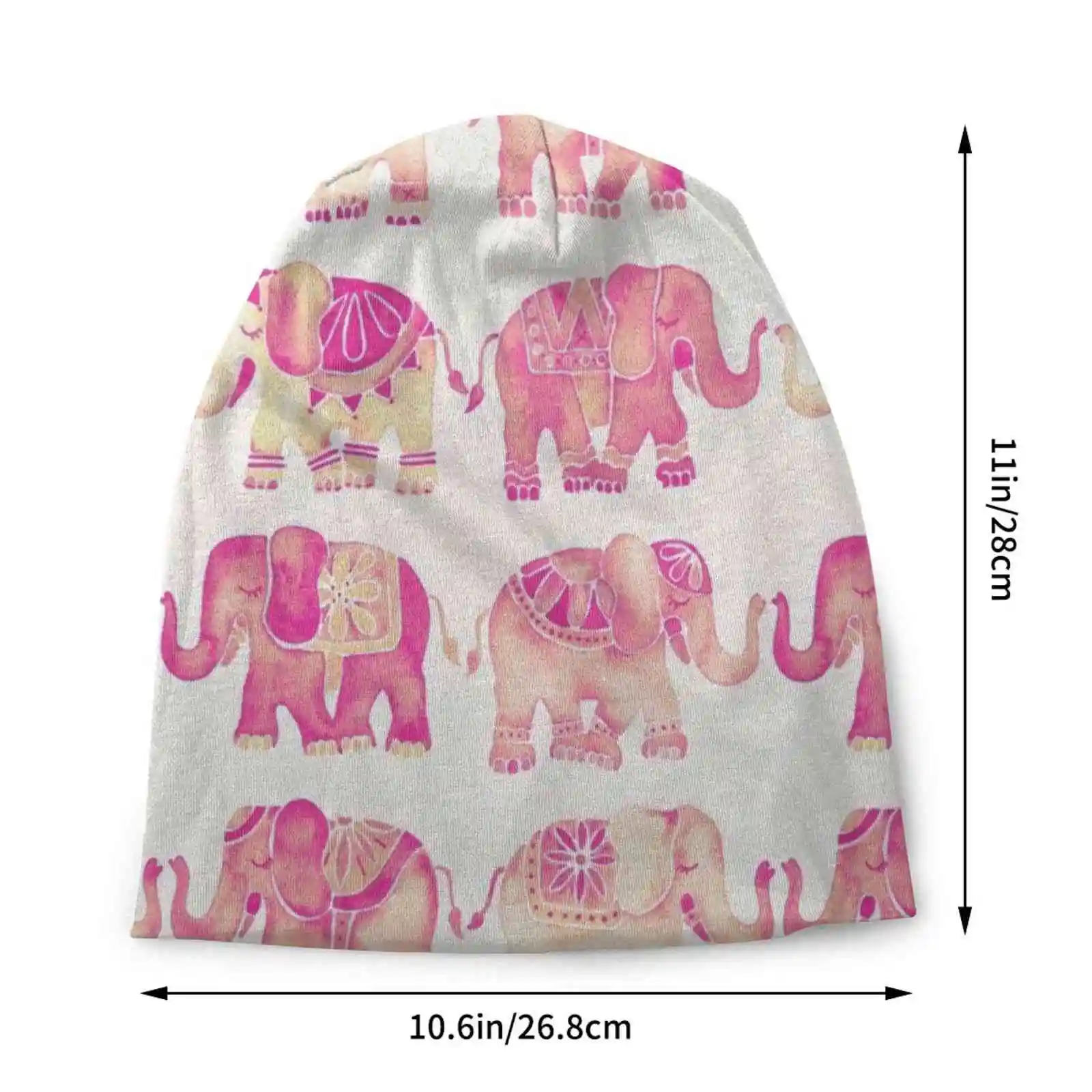 Pink Elephants Knitted Hat Warm Beanie Outdoor Caps Pink Elephant Elly Animals Asia Circus Watercolor