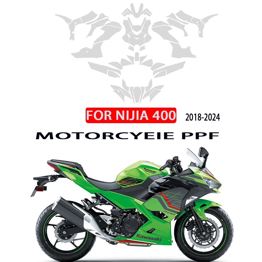 For Kawasaki Nijia 400 TPU Special Real Fairing Protection Transparent Anti -Scratch Film 18-24 Motorcycle PPF Fits NIJIA 400