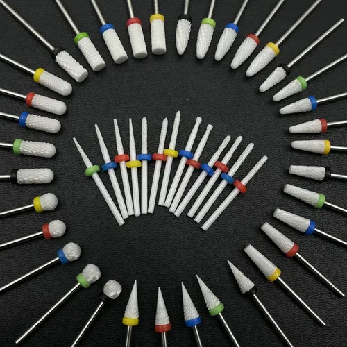 Imagen 1 del producto Brocas de cerámica para uñas, fresas rotativas de limpieza de cutículas de cerámica para manicura y pedicura, fresas de pulido Dental, color blanco, 1 ud.