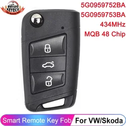 KEYECU per Volkswagen MQB Golf 7 Skoda Octavia A7 Remote Key Fob muslimexmuslimah 434MHz ID48 Chip No Keyless