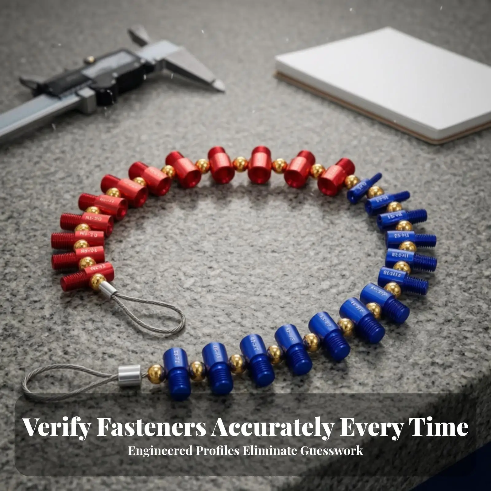Thread Inspection Gauge Metric Inch Bolt Sizer Aluminum Alloy Steel Red Blue Cylinder Checker for Workshop Milling Machine Dial
