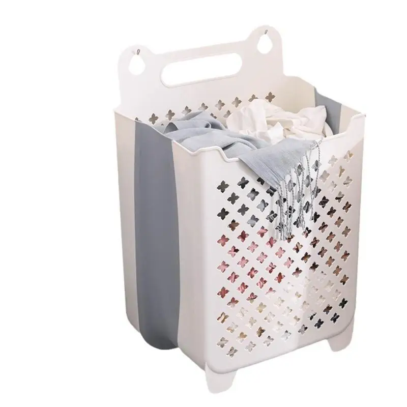 Folding Bathroom Laundry Basket Wall-mounted Dirty Clothes Storage Basket Household Laundry Bag Laundry Bathroom Organizer