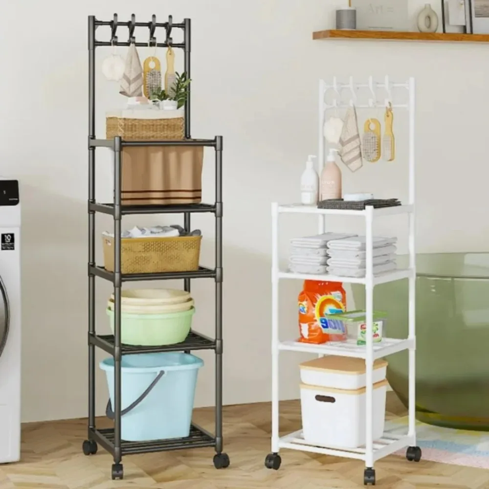 

Многослойная напольная подставка для кладовой и шкафа. Многослойные бытовые стеллажи для микроволновой печи. Легко собрать с полками для хранения на шкиве.