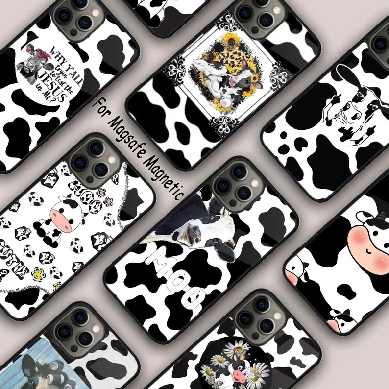 Dairy Cattle Cow Speckle Magnetic Phone Case For APPLE iPhone 16 14 13 12 11 Pro Max 15 Plus Wireless Charge With MagSafe Cover