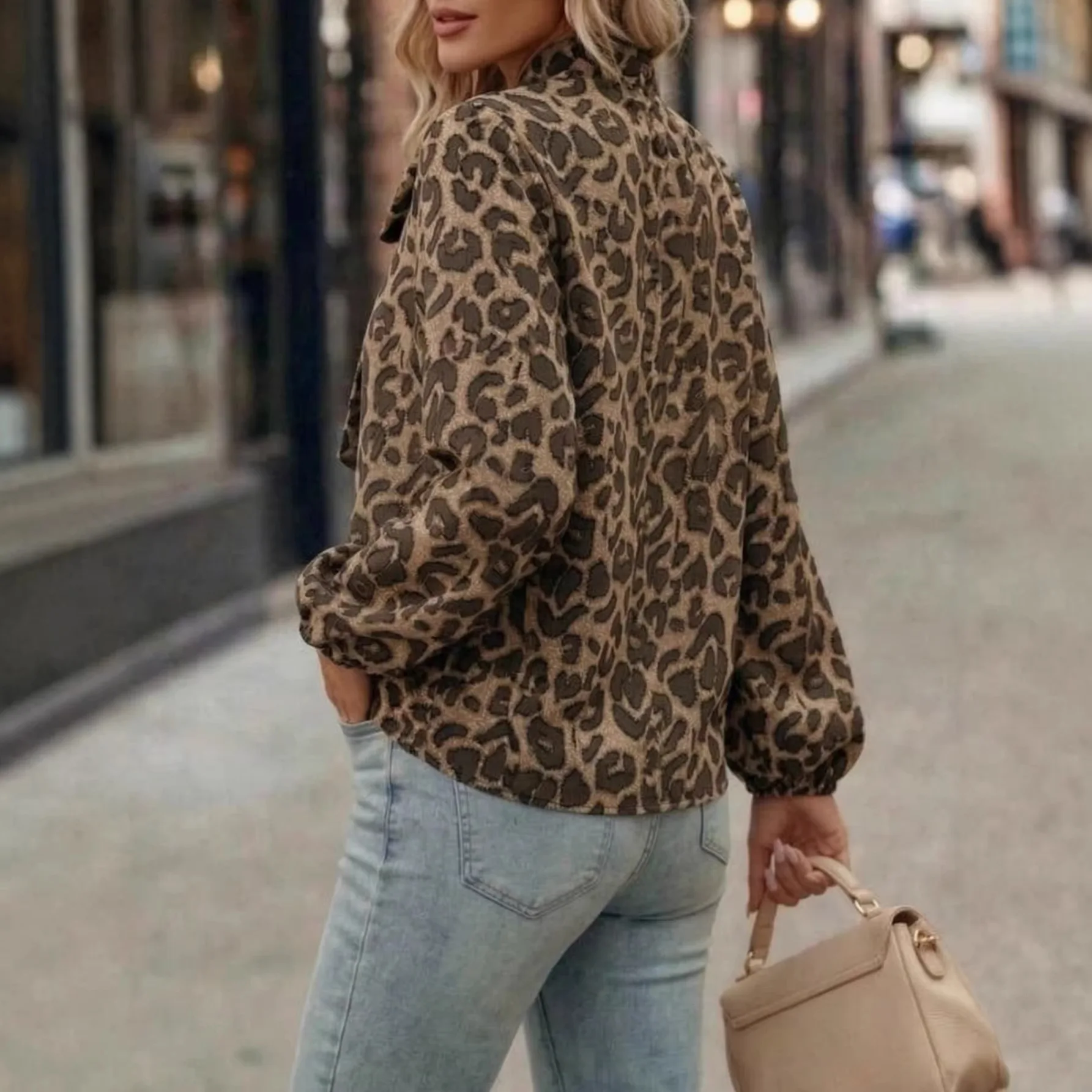 

2026 Summer Ladies New Fashionable and Comfortable Leopard Print Long Sleeve Tops for Women