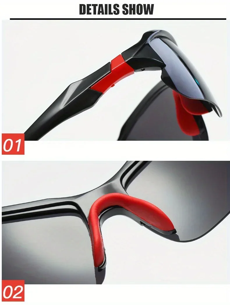 Men's and Women's Sports Glasses, Outdoor Polarized Fashion, Windproof, Suitable for Running, Fishing, Golf, and Driving