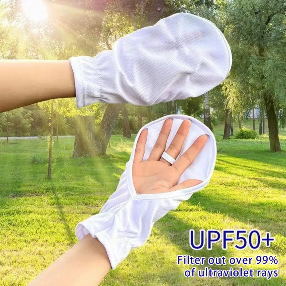 

Quick-drying Ice Silk Gloves Breathable Sun Protection Gloves for Women Men Fingerless Ice Silk Hand Cover for Driving Cycling