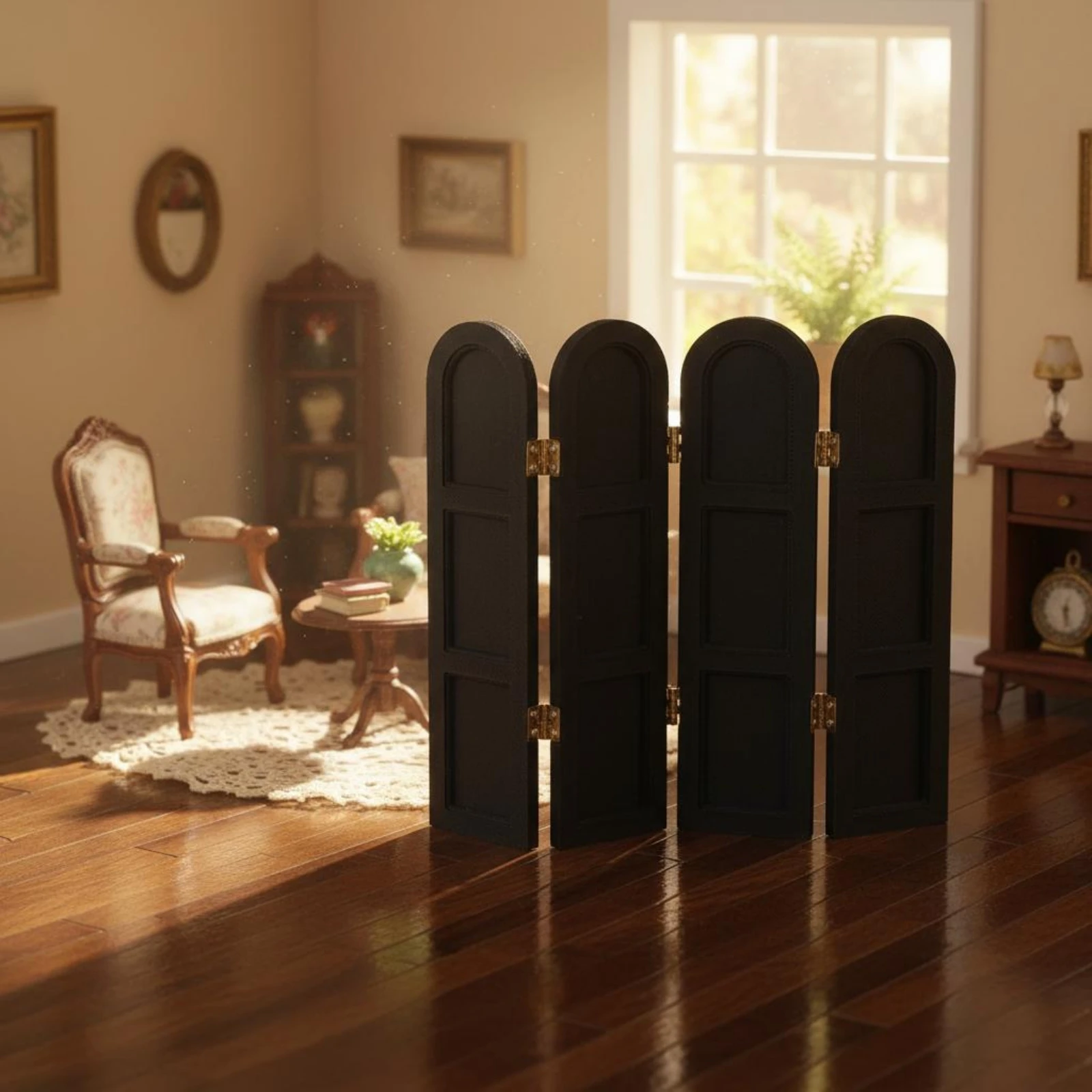 

Dollhouse Folding Screen Foldable Miniature Folding Screen Mini Room Divider Detailed Panel Design Long-Lasting for Children