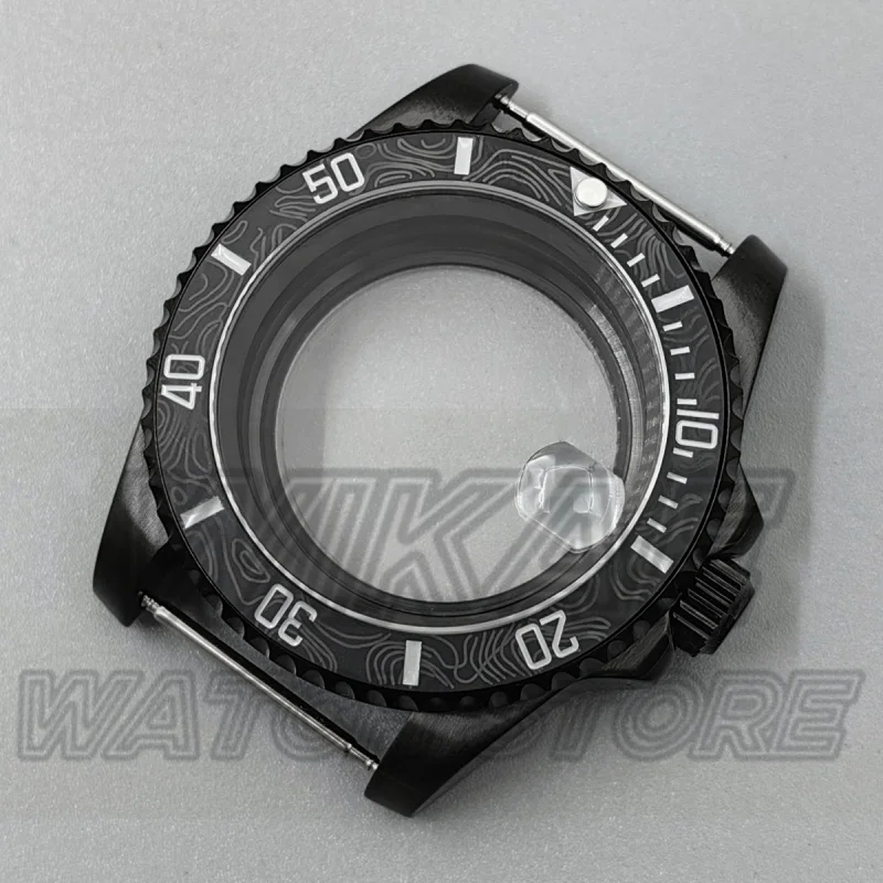 

40mm Full Black Sub Style NH35 Watch Case Blue Red GMT Ceramic Bezel Sapphire Crystal For NH34 NH35 NH36 NH70 ETA2824 Miyota8215