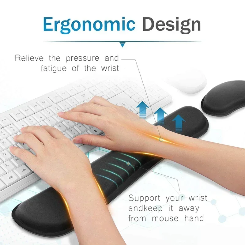 

New Keyboard Wrist Rest Pad Wrist Rest Mouse Pad Memory Foam Superfine Fibre Durable Comfortable Mousepad for Office Gaming