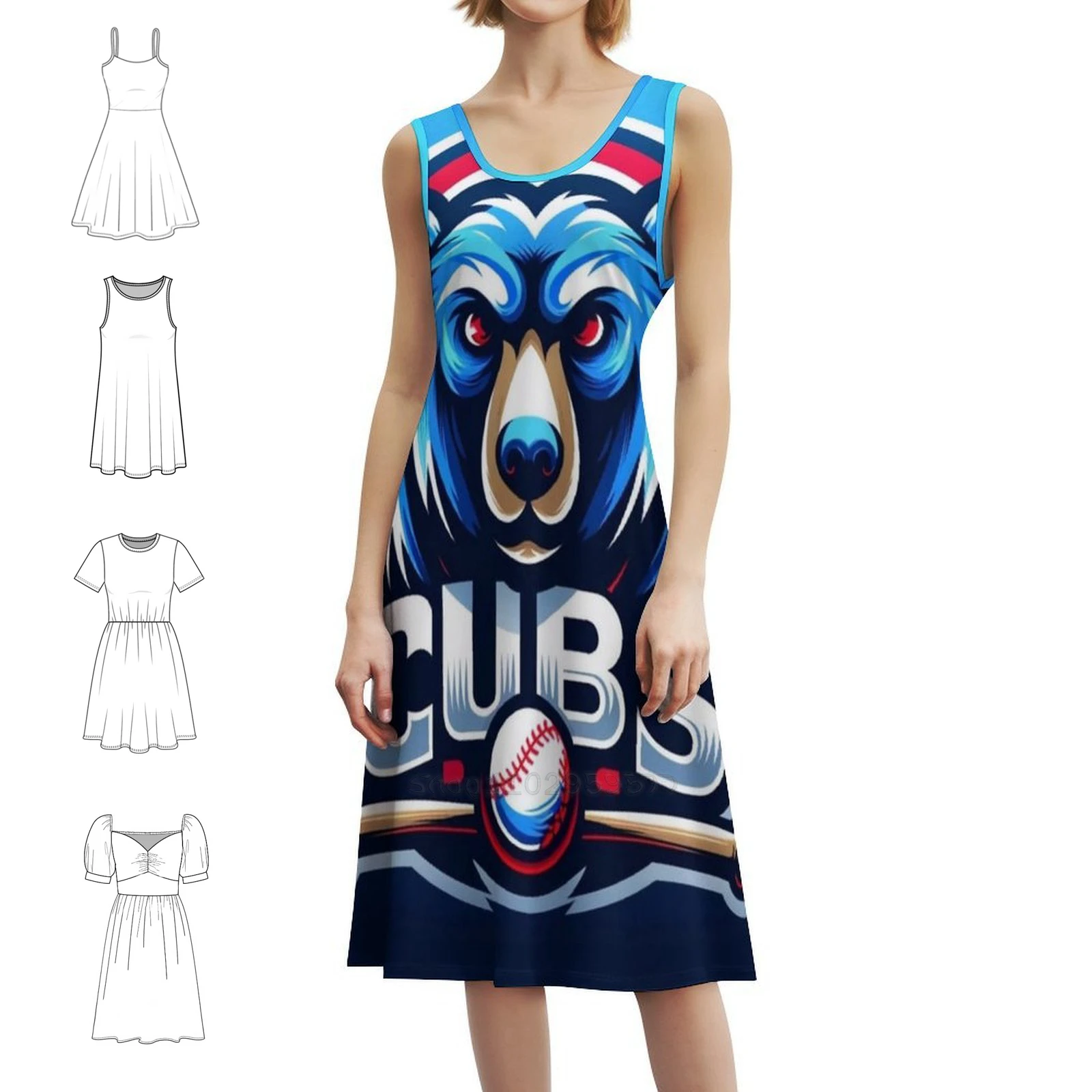 

Baseball Women's Streetwear Party Dress Trendy Print Club Clothing For Female Baseball Usa Major League Women's Dress