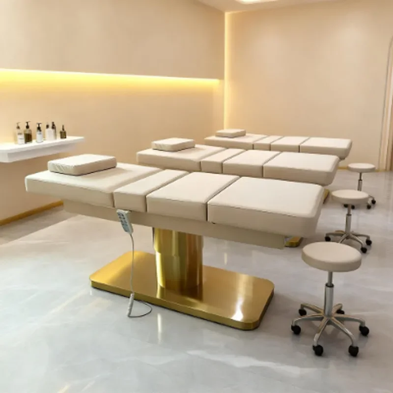 Adjustable Electric Beauty Bed with Lamp for Eyelash Extensions and Embroidery Eyebrow Treatments Lifting Massage Table