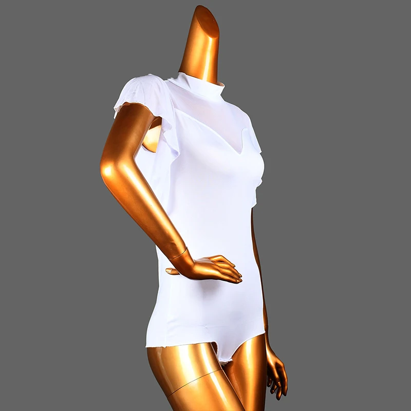 Damskie topy do tańca z siateczki gaza, nowoczesny taniec, taniec towarzyski, cha-cha, taniec latynoamerykański, strój do ćwiczeń akrobatycznych, kostium sceniczny.