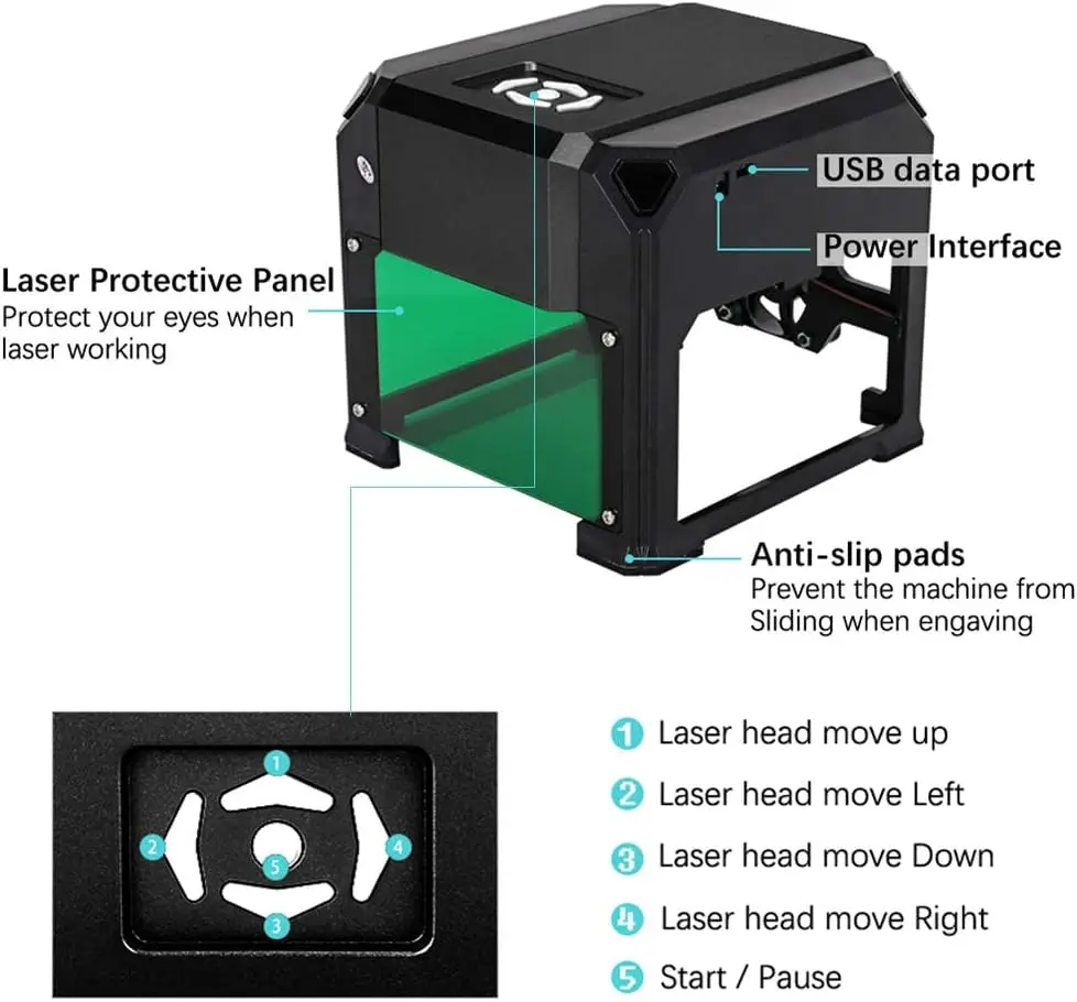 Imagem -03 - Mini Máquina de Gravura do Laser com Bluetooth Desktop Logo Mark Printer Gravador Faça Você Mesmo Carve de Couro de Madeira Tamanho 80x80 mm 3000mw