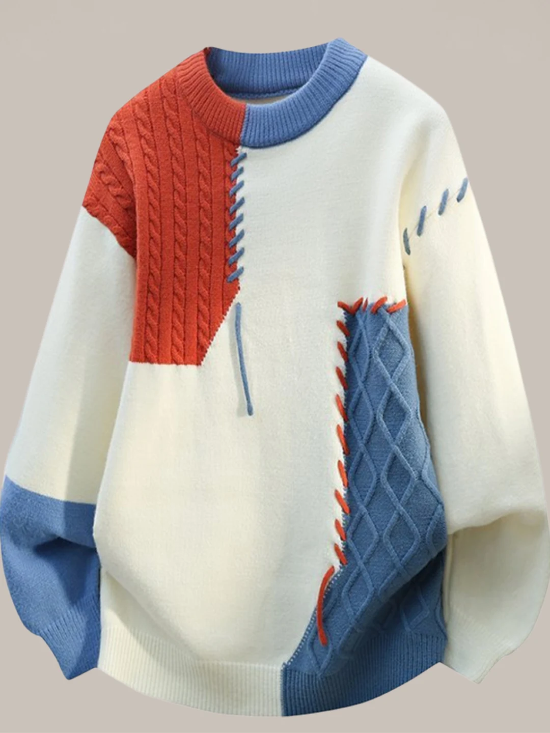 

Thiened Fce Men's Sweater Loose Lazy Sle Autumn Winter Warm Base irt Teenage Student Knittedwear Polyester Fiber