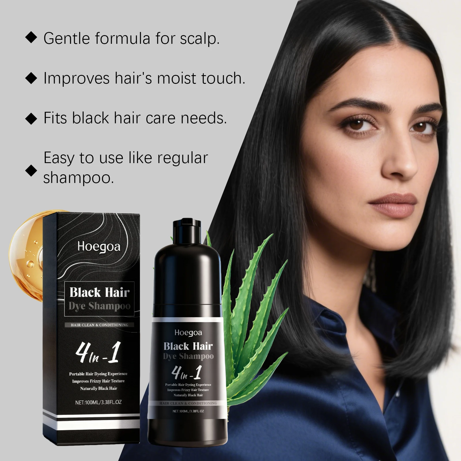 4 في 1 شامبو صبغ الشعر الأسود تغطية أبيض رمادي الشعر الشارب ترطيب إصلاح الشعر تغذي فروة الرأس شامبو عشبي سواد