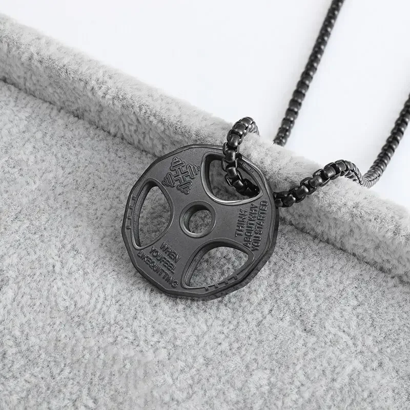 Men Women Necklace Stainless Steel Couple Barbell Pendant Fitness Gym Sports Dumbbell Weightlifting Barbell Chain Jewelry image 5