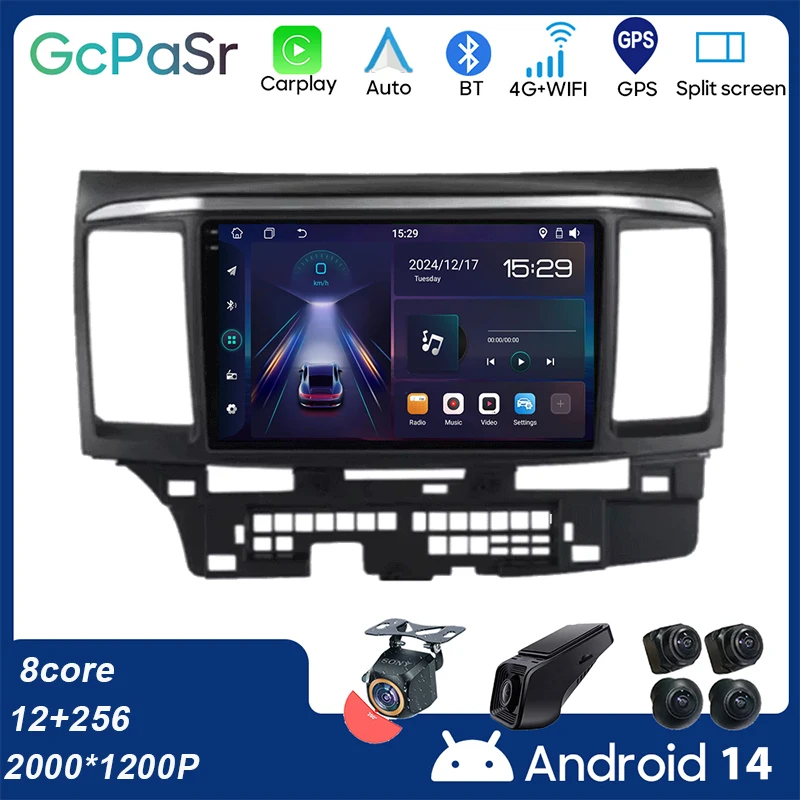 

For MITSUBISHI LANCER 9 10 X 2008-2016 CarPlay 4G Car Android Auto Radio Stereo Head Unit Multimedia Player GPS Navigation WIFI