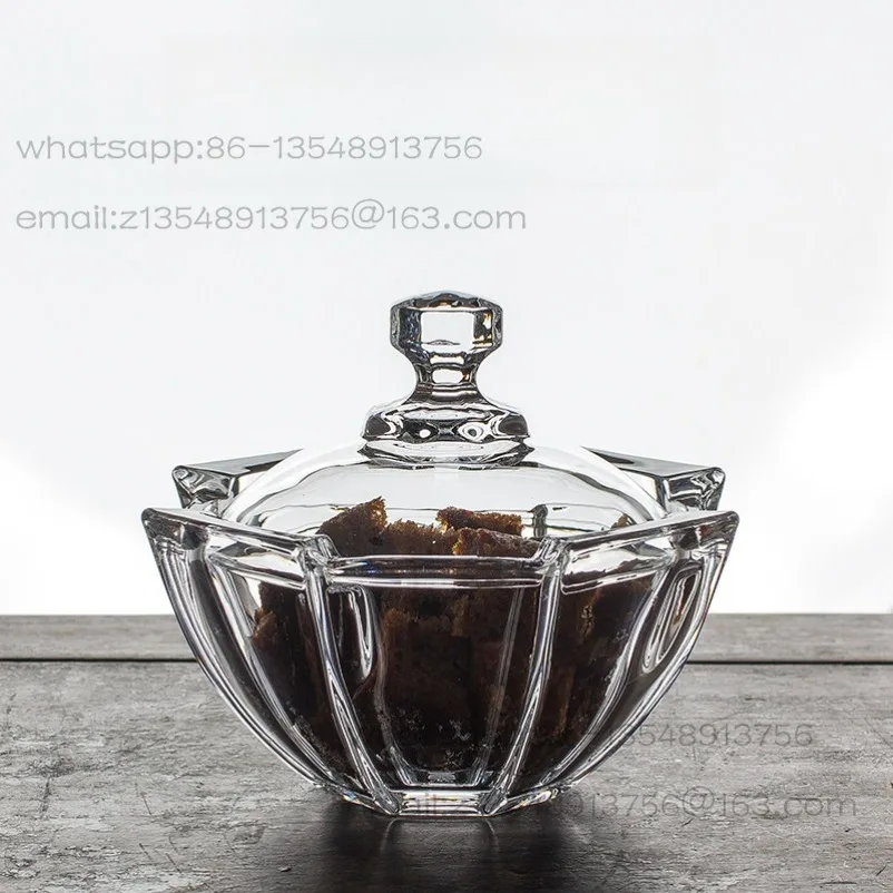 Nordic minimalist style crystal-textured glass with lid, sugar jar, fruit pot, snack bowl, dessert, ice cream bowl