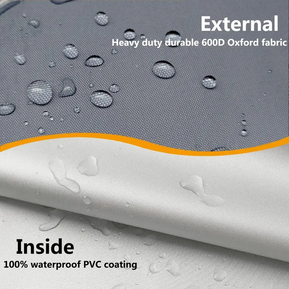 غطاء رف سلكي خارجي مقاوم للماء والغبار باللون الرمادي 600D، غطاء رف تخزين عالي التحمل 36 × 24 × 72 مع سحاب