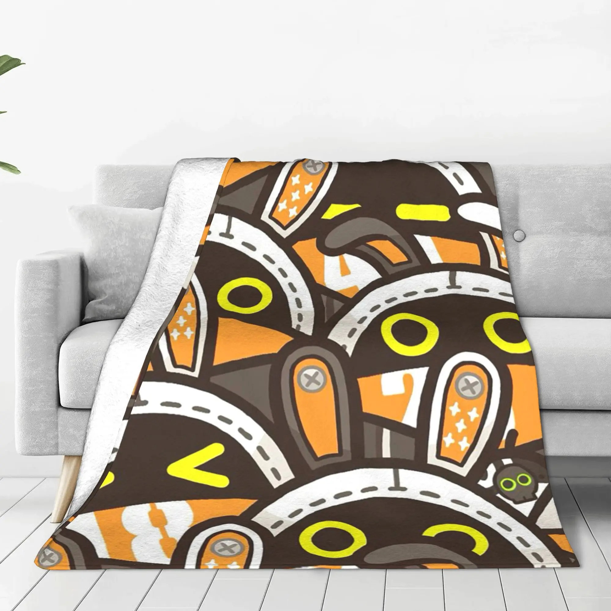 Flannel Throw Blanket Zenless Zone Zero Bangboo Orange Warm Plush Blankets Soft Bedspread for Bed Living room Home Travel Couch - view 3
