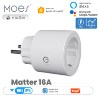 MOES Tuya Matter 16A Smart Plug WiFi Socket with Power Monitor, for Apple Home/Google/Alexa & Smartthings Via Smart Life App