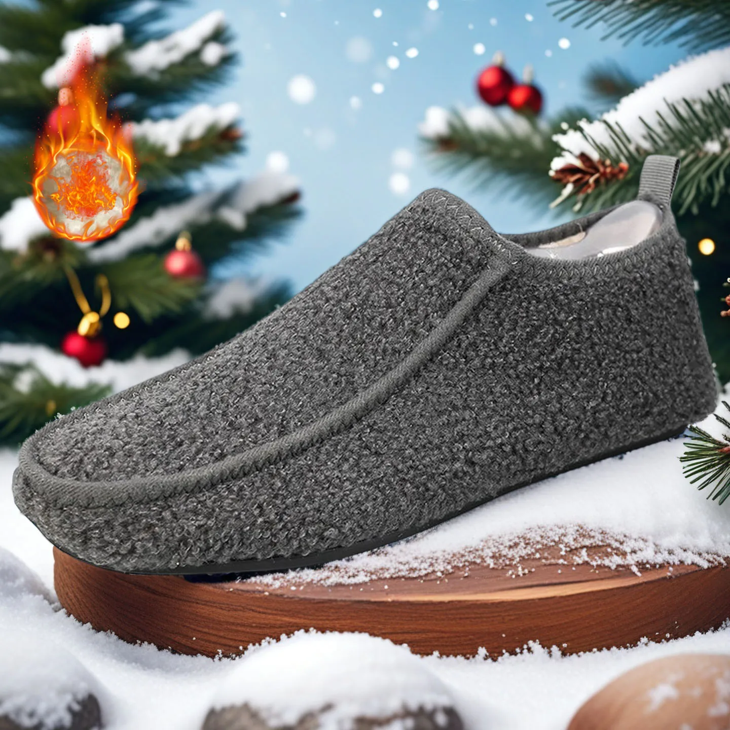 

YRZL Men Winter Cotton Shoes Warm Slip on Thin Bottom Soft Winter Slippers Men Plush Indoor Home Cotton Loafers Men Warm Shoes