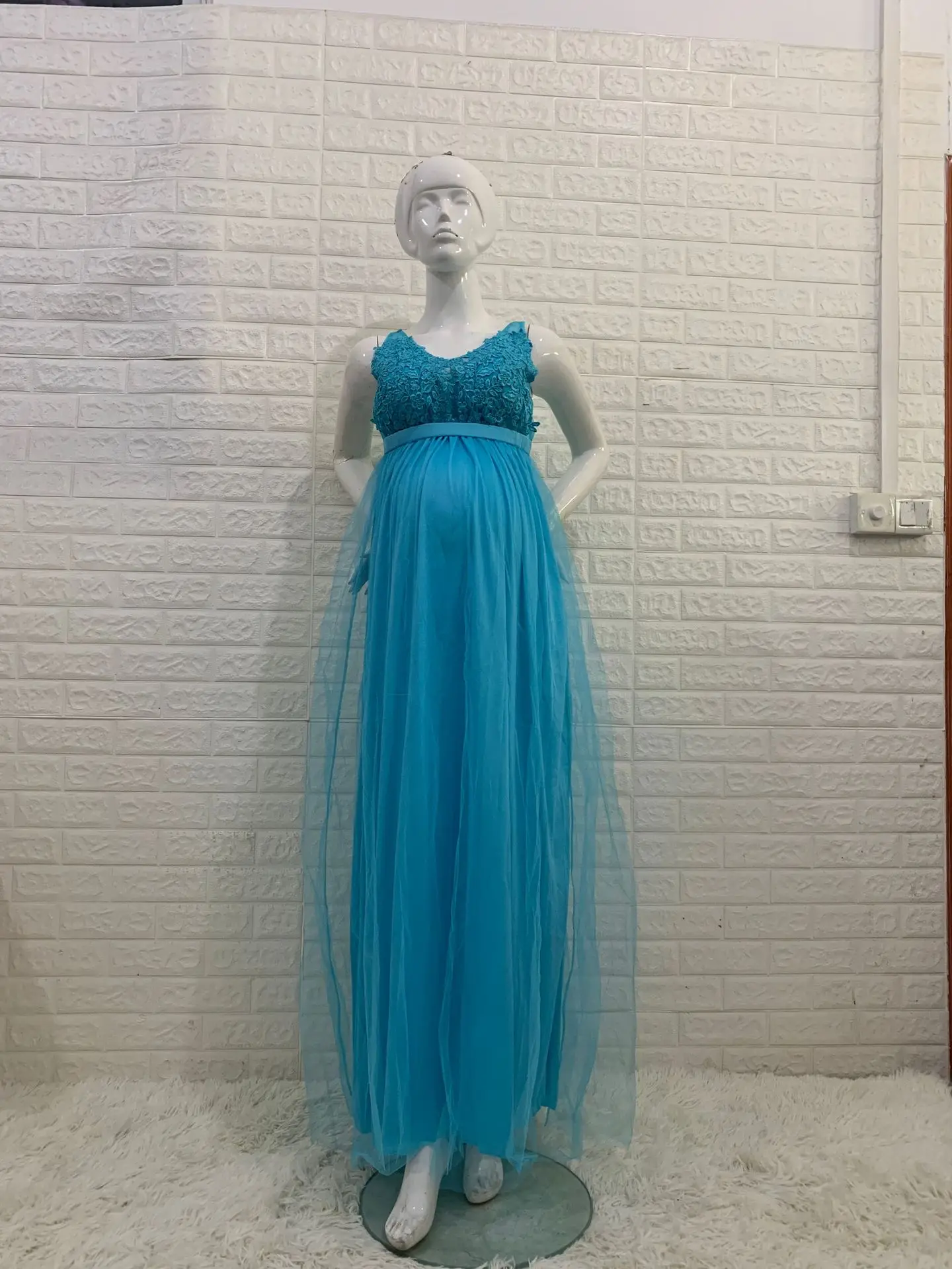 Sleeveless Maternity Photo Dress For Pregnant Tulle Woman\'s Evening Dress Long Pregnancy Shooting Dress Women Photography Gown