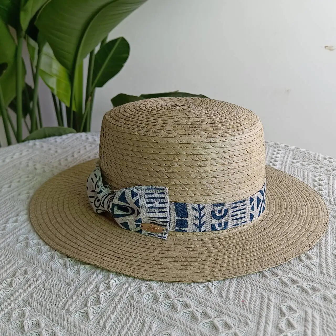 Women's Natural Straw Hat Gazebo Palm Leaf Braided Fedora French Elegant Hat Men's Sun Hat Beach Summer Jazz Hat Panam