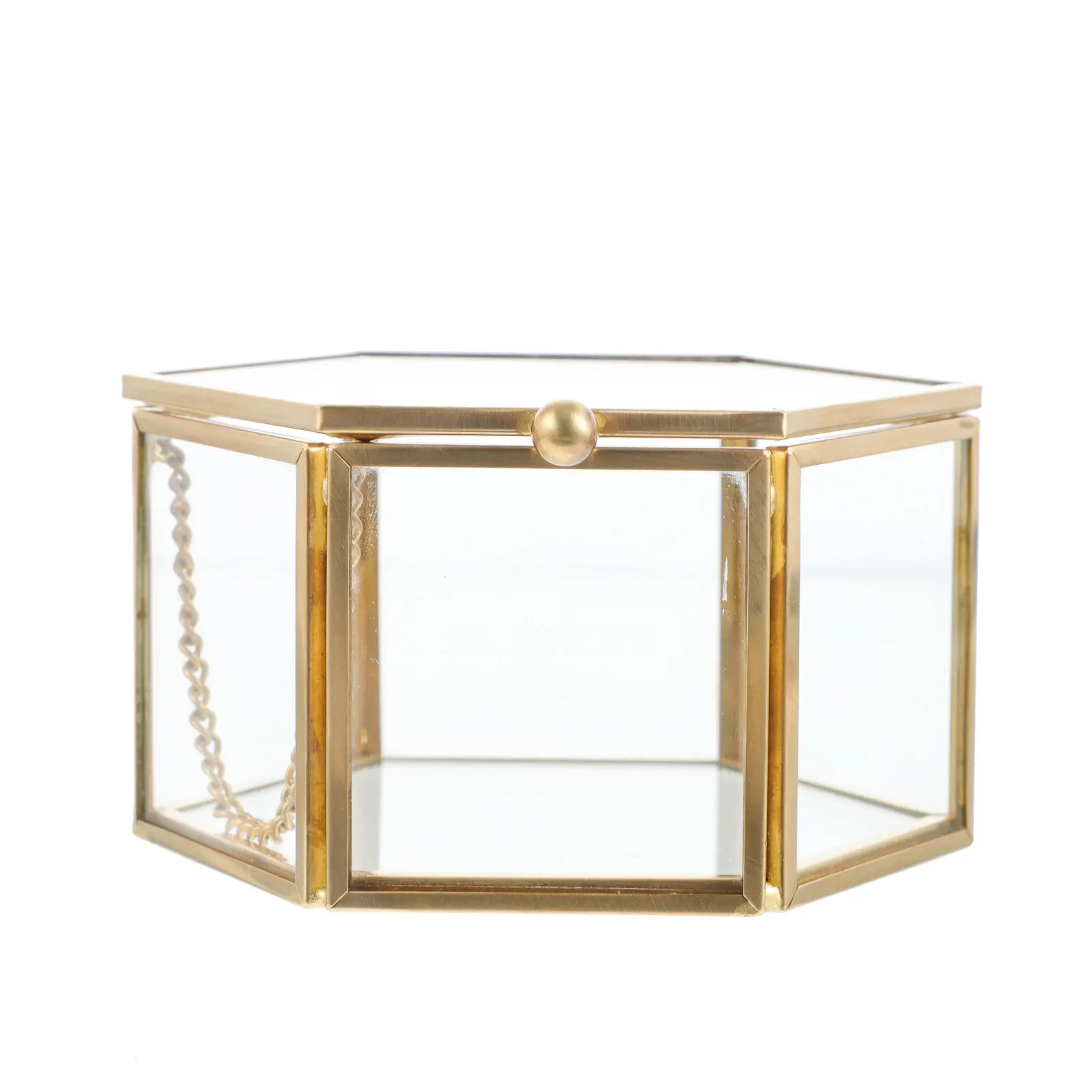 Hexagonal Glass Jewelry Box Transparent Organizer Luxury Noble Design for Special Occasions Travel Earrings Rings Necklaces