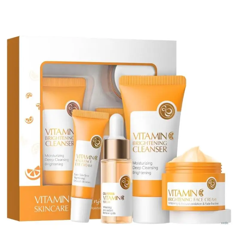 

4 Pcs Vitamin C Skincare Set Skincare Present Set with Cleanser Eye Cream Face Care Set Moisturizing Skincare Set