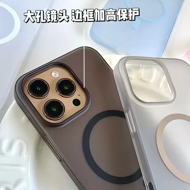 Luxury Matte For Magsafe Case For iPhone 11 12 13 14 15 16 Pro Max Plus Magnetic Ultra Thin Translucent Shockproof Slim Cover
