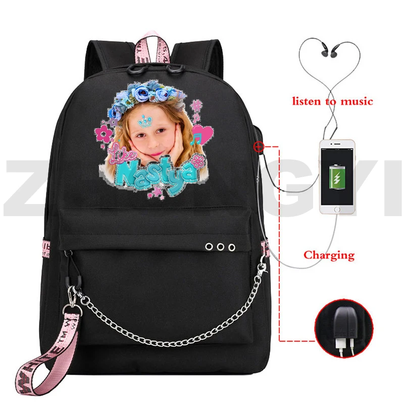 Popular Anime Russia Like Nastya Backpack USB Canvas Kawaii Backpack Women Chain Leisure Like Nastya Backpack Kids School Bags