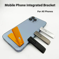Ultra-thin Phones Metal Mini Holder Mobile Phone Portable Bracket Desktop Sticker Folding Stand for iPhone Xiaomi Samsung Huawei