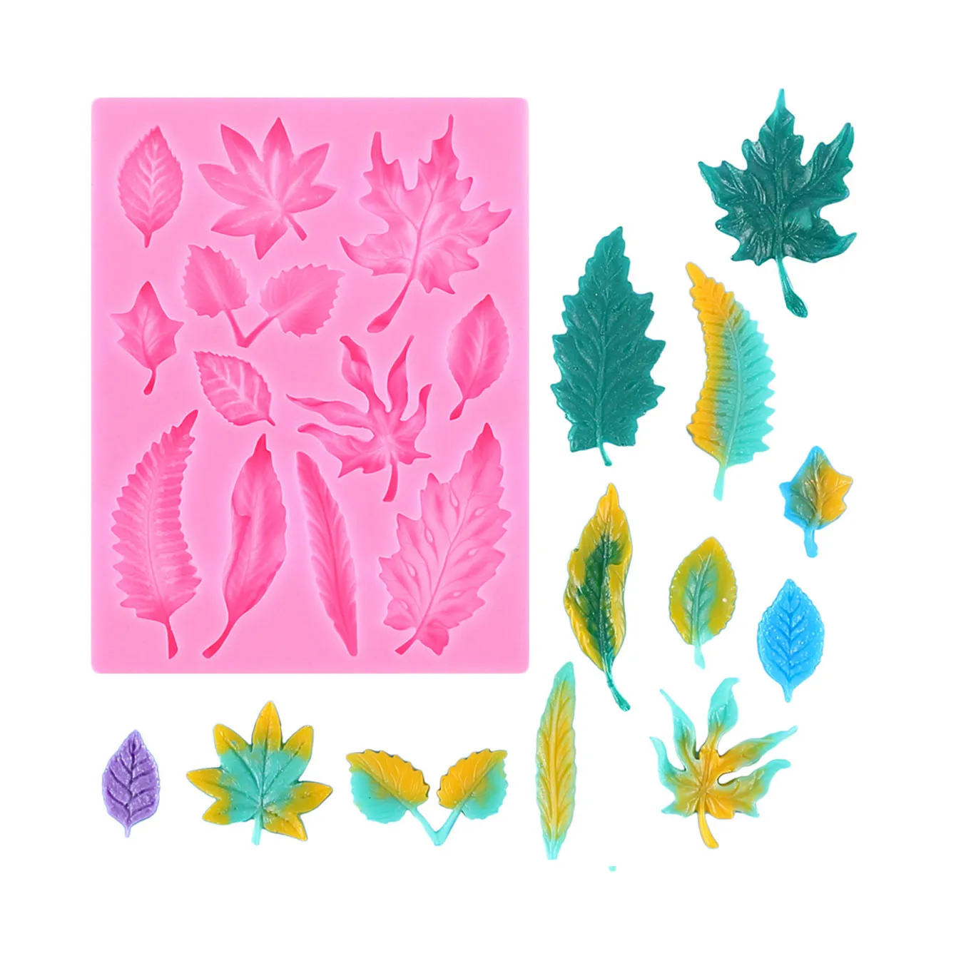

Cestony Leaf Shape Silicone Mold DIY Cake Fondant Biscuit Cookies Soap Sugar Pudding Chocolate Hard Candies Dessert Candle Decor