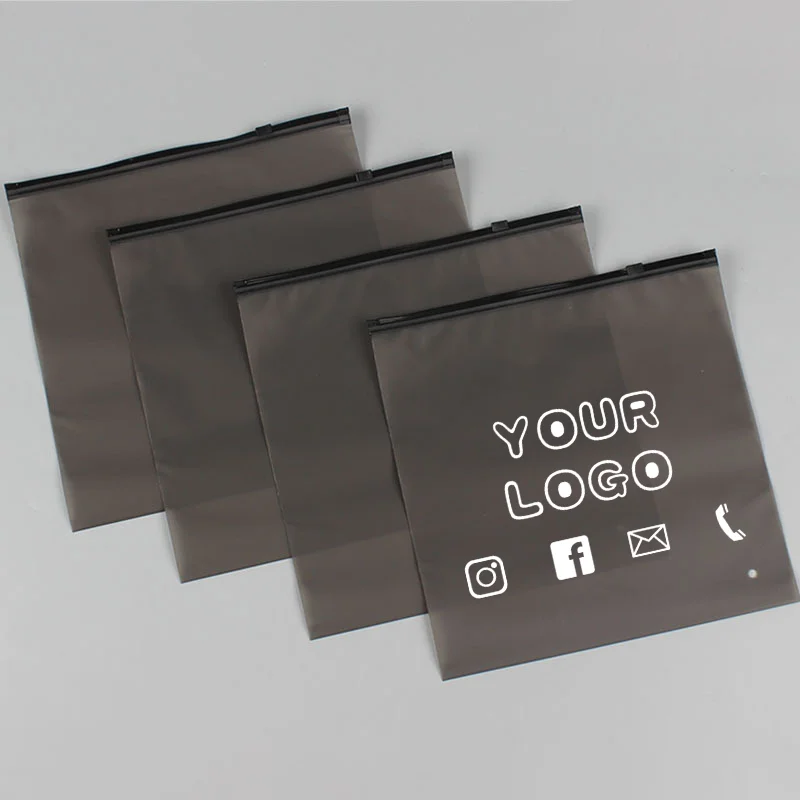 

50 шт. черных матовых прозрачных пакетов с застежкой-молнией для одежды, нижнего белья и носков, с возможностью нанесения логотипа