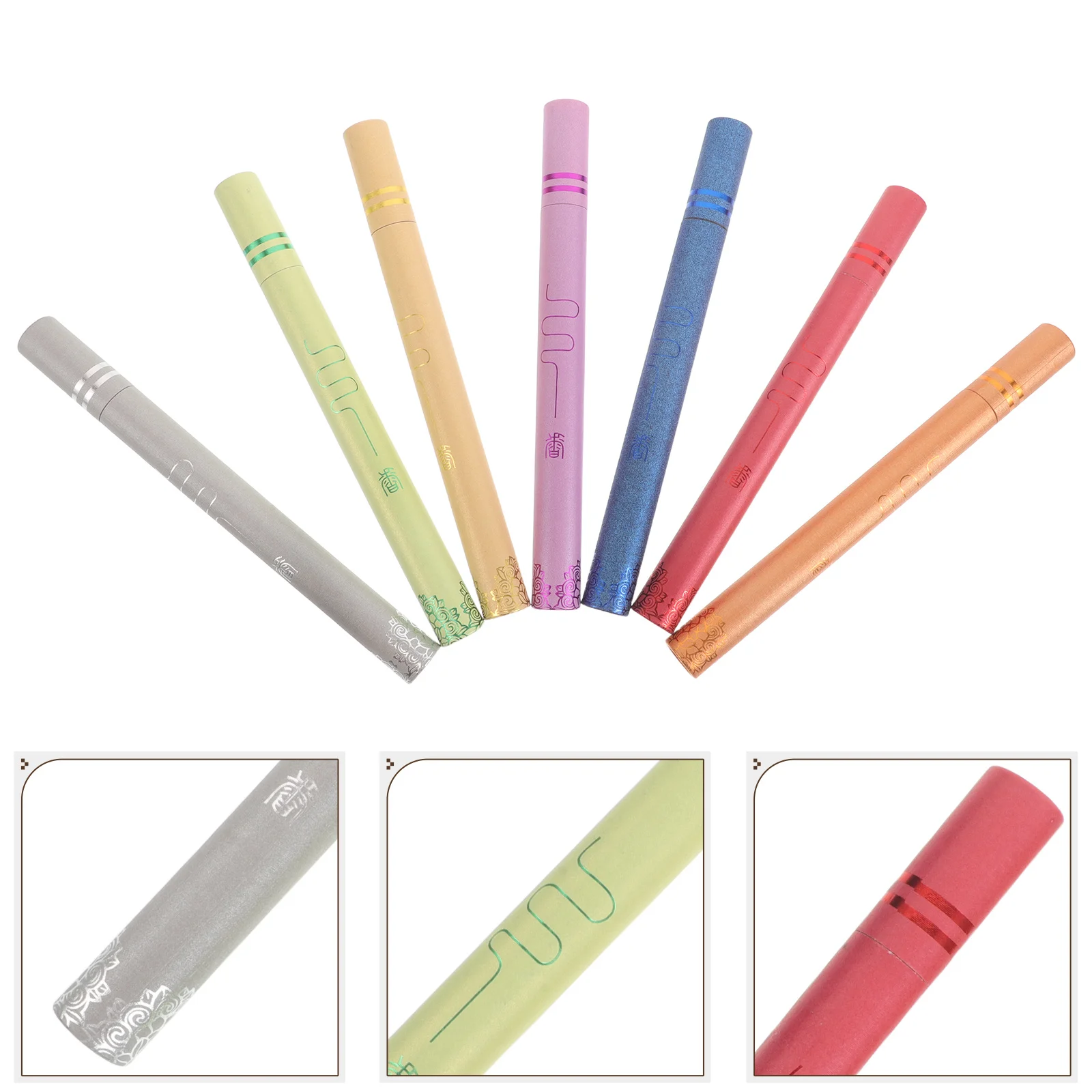 

7Pcs Line Xiang Tong Incense Storage Tubes Compact Elegant Decorative Holder Portable Incense Sticks