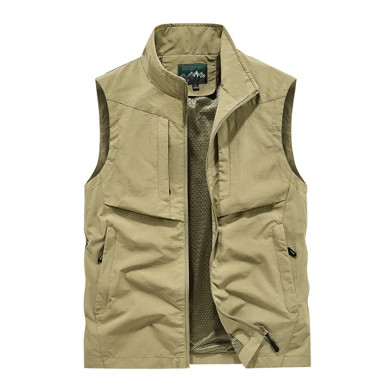 Oversized Spring and Autumn Outdoor Casual Men's Vest with Multiple Pockets and Shoulders Photography Fishing Tank Top