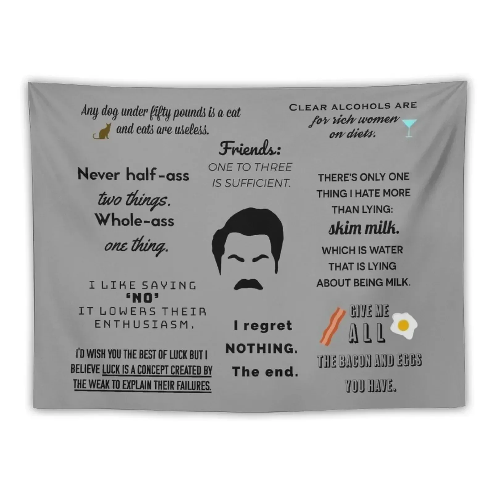 

Ron Swanson - Quotes Tapestry Room Decor Korean Style Wall Hangings Decoration Kawaii Room Decor Tapestry