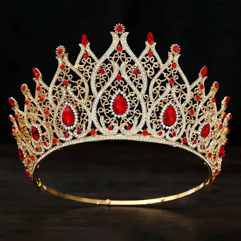 

Винтажные большие диадемы принцессы в стиле барокко, свадебная корона с каплей воды для вечеринки, дня рождения, свадебное платье, украшения для волос, головной убор